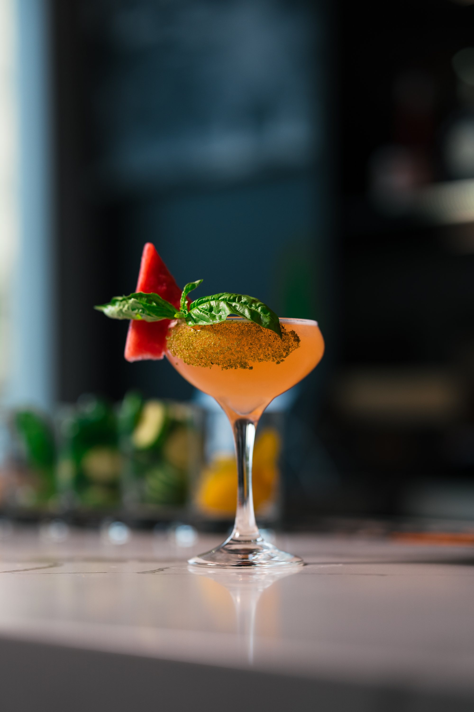 A signature cocktail at Baci